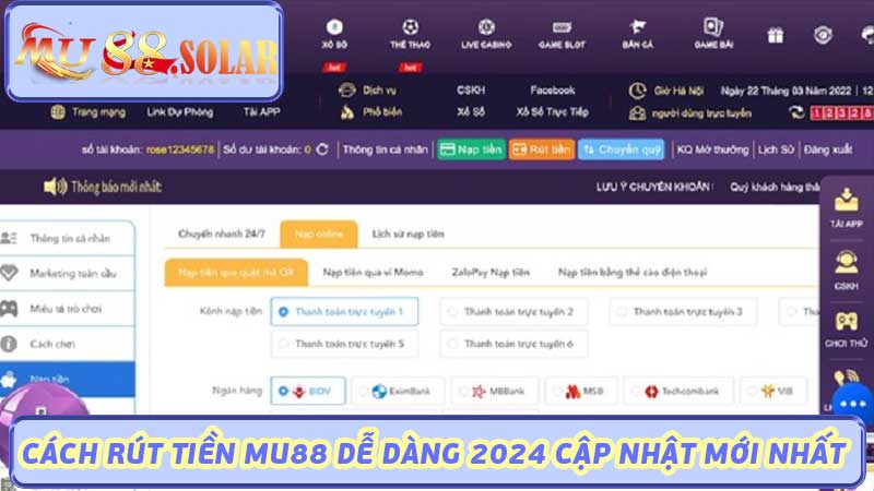 Cách rút tiền Mu88 dễ dàng 2024 cập nhật mới nhất 