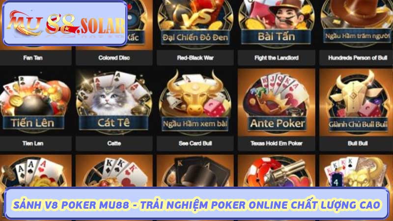 Sảnh V8 Poker MU88 - Trải nghiệm Poker Online chất lượng cao