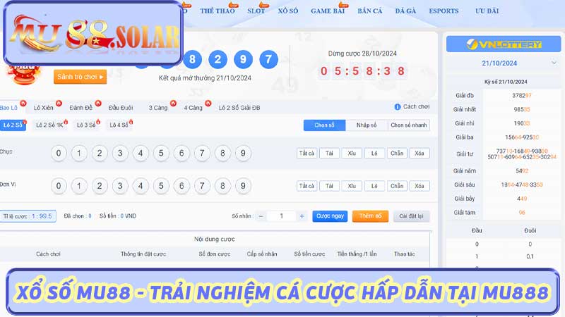 Xổ Số MU88 - Trải Nghiệm Cá Cược Hấp Dẫn Tại MU888